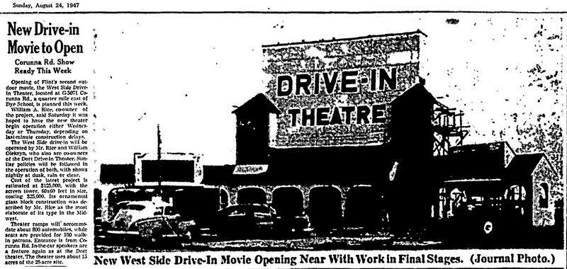 opening article from ron gross West Side Drive-In Theatre, Flint